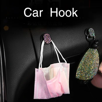 

Bling Car Hooks Crystal Rhinestone Back Seat Headrest Hanger Storage Hooks For Groceries Bag Handbag