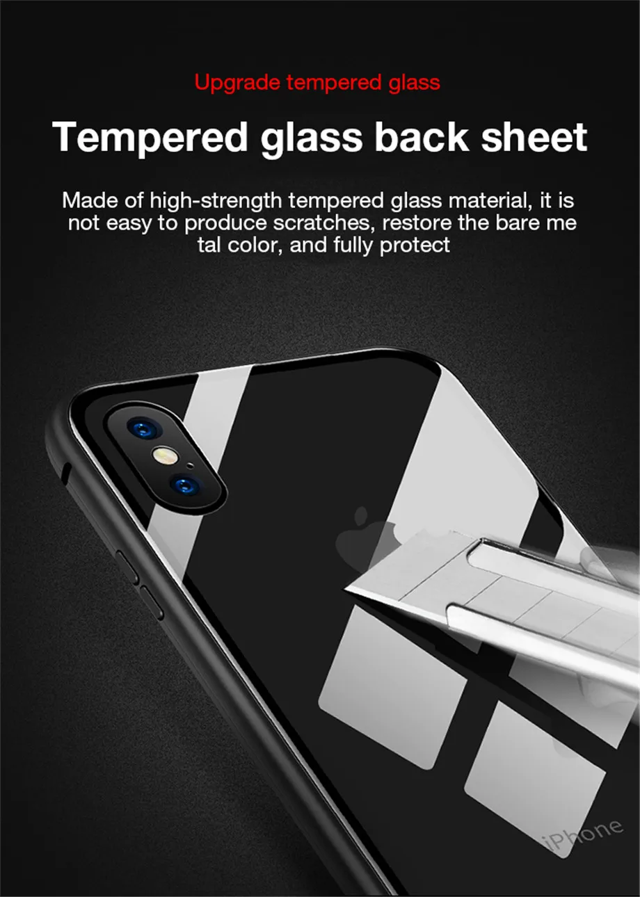 Магнитный адсорбционный металлический чехол на iPhone X XR XS MAX защитный чехол для iPhone 6 6s 7 8 Plus чехол из закаленного стекла