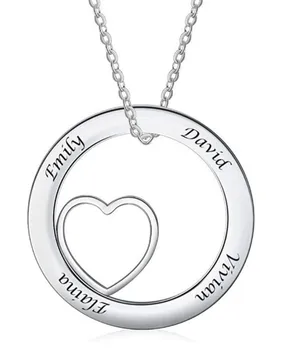 

Personalized Couple In Stainless Steel 4 Name Love Round Pendant Necklace Fine Gift for Women Anniversary Birthday Family Gift
