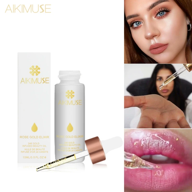 24K Rose Gold Hydrating Oil Smooth Fine Lines Brighten Skin Color Makeup Primer Serum Face Serum