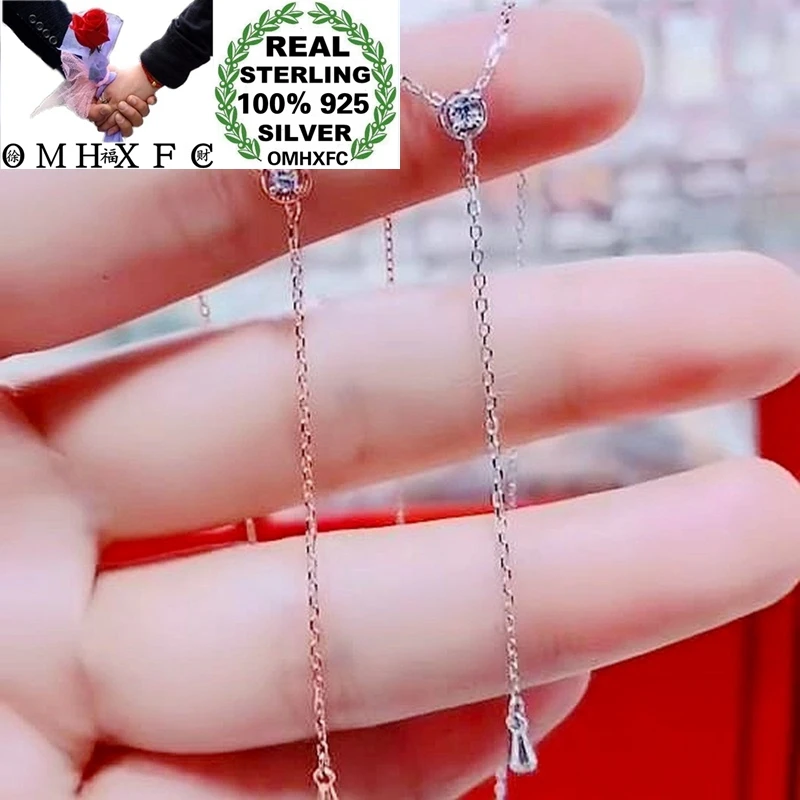 OMHXFC XR37 Европейская мода для женщин и девушек, подарок на день рождения, свадьбу, циркон, кисточка, 925 пробы, серебряное ожерелье 1 шт