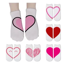 Женские креативные носки с 3D принтом в форме сердца, розовые хлопковые носки с сердечками, забавные носки унисекс, носки с низкой лодыжкой ZWS37