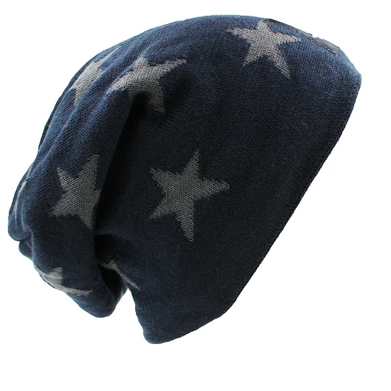 ALTOBEFUN Мужская зимняя шапка Кепка Skullies шапка со звездами дизайн зимние шапки для мужчин женщин искусственный мех теплая вязаная шапка BHT034