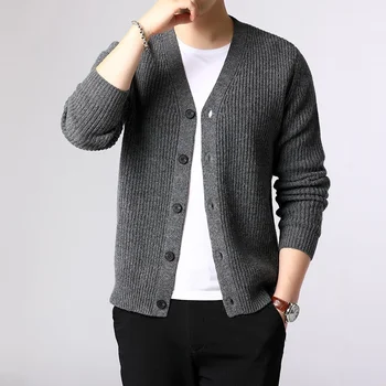 

OLOME Cardigan Sweater Mens Spring Autumn Single Breasted Knitted Sweater Coat Men Casual Solid Wool Cardigans Outwear Plus Size