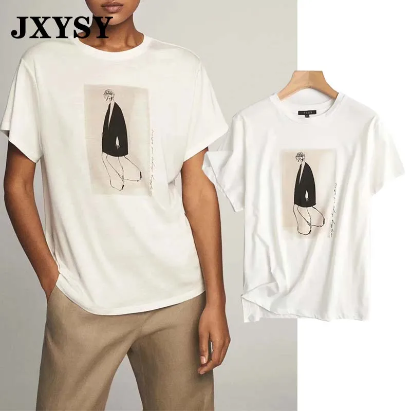 JXYSY английская Высокая уличная винтажная Модная хлопковая летняя футболка с