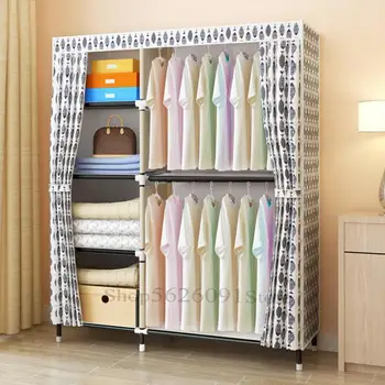 

Improvised Chest Contracted And Contemporary Economical Dormitory Double Cloth Wardrobe Cloth Art Receive Steel Frame Assembly