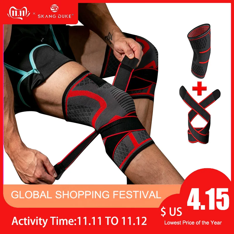 

1PC Professional Knee Support Adjustable Knee Pad Sleeve Breathable Bandage Knee Brace Volleyball Basketball Tennis Cycling