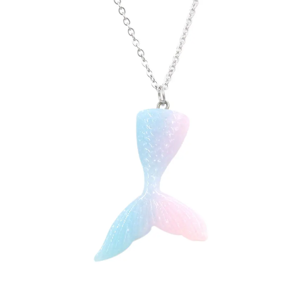 Новое ожерелье Русалка градиентного цвета рыбий хвост украшение подарок для женщин девочек дети кулон ожерелье