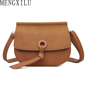 

MENGXILU Women's Messenger Bag Korean Style Scrub Shell PU Flap Pocket Female Shoulder Bag Nubuck Leather Small Crossbody Bags