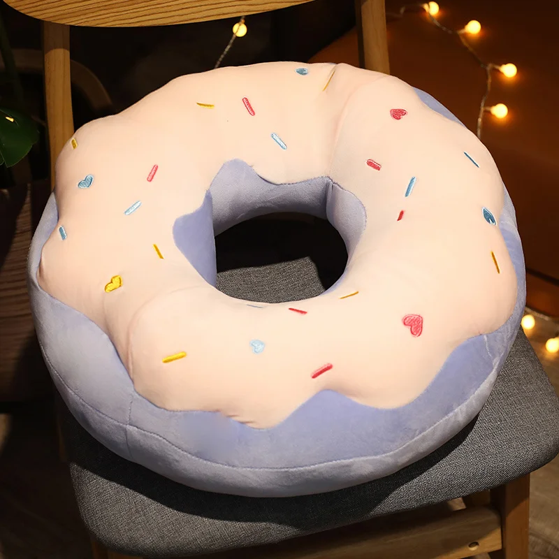 Plush Toys Chair Cushion 45/70cm Chocolate Donut Shaped Seat Cushion Car Mats Plush Pillow Chair Sofa Cushion Cartoon Bread Toast For Kids Grown-Ups