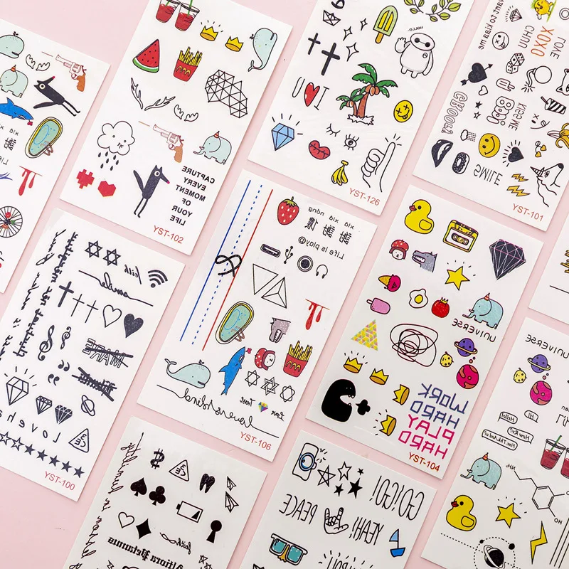 

Small Fresh Cartoon Cartoon Pattern Tattoo Subsidies Lovely Lasting Waterproof Ins Girl Heart Tattoo Sticker