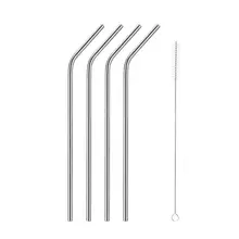 4 шт. Премиум Высокое качество нержавеющая сталь питьевой набор соломинок Металл прямой изогнутый соломинки многократного использования с чистящей щеткой для кружек