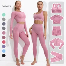 Chándal sin costuras para mujer, conjunto de Yoga, ropa deportiva para gimnasio, conjunto de entrenamiento, Top deportivo