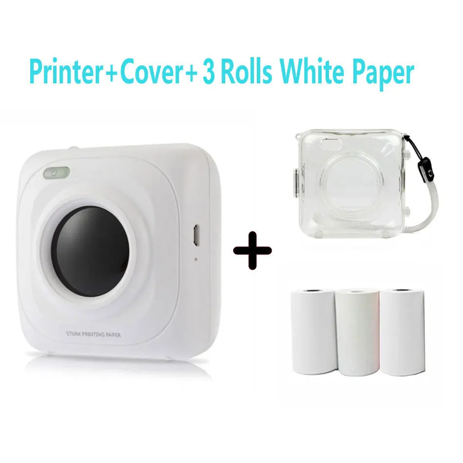 P1 1 Cover 3 Paper Portable Bluetooth Printer Photo Printer Mini Printer Portable Pictures Printer for Mobile Phone Android iOS Windows - Цвет: P1 1 Cover 3 Paper