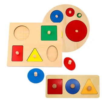 

1Pcs Wooden Baby Tangram Board Geometric Shape Montessori Puzzle Board Math Early Education Toys Gift for Children Intelligence