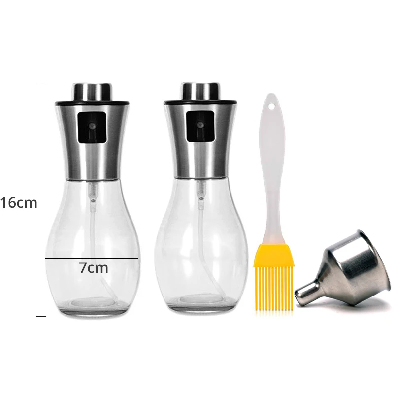 Round x 2 Olive Oil Sprayer Dispenser for Cooking, BBQ and Air Fryer, Premium Glass Oil Vinegar Soy Sauce Spray for Grilling, Kitchen - Цвет: Round x 2