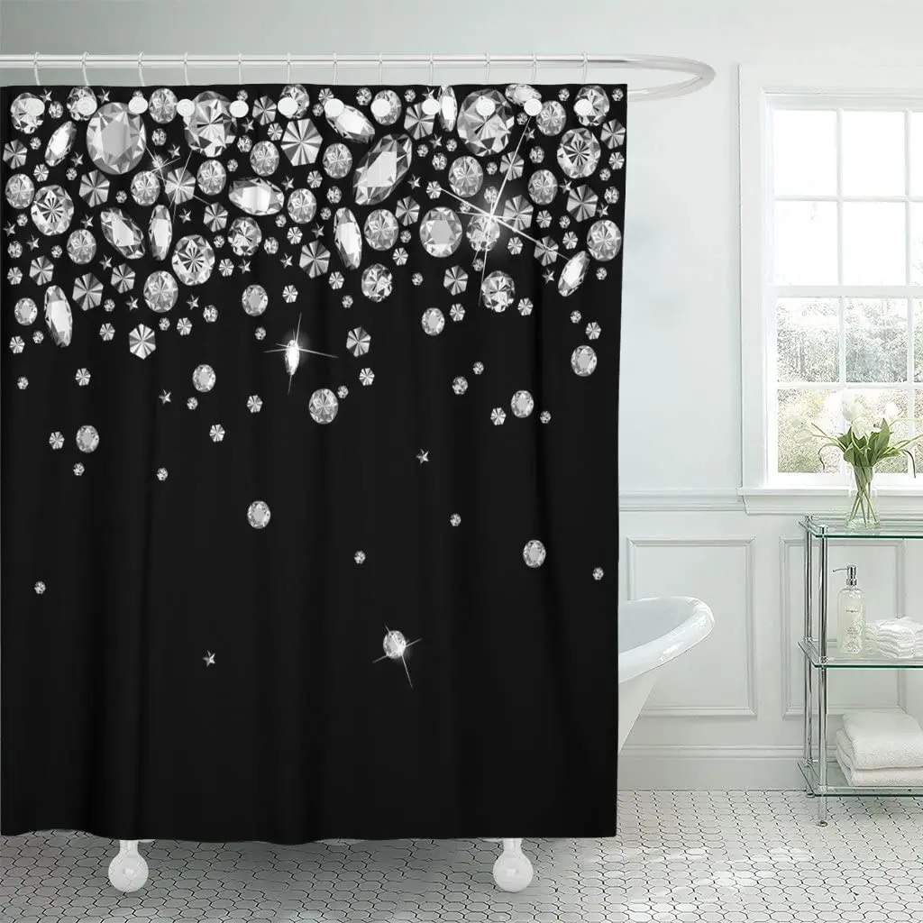 

Jewelry Falling Gems Abstract Shiny Diamond Design Printed Crystal Light Shower Curtains Waterproof Polyester Fabric 72 x 72