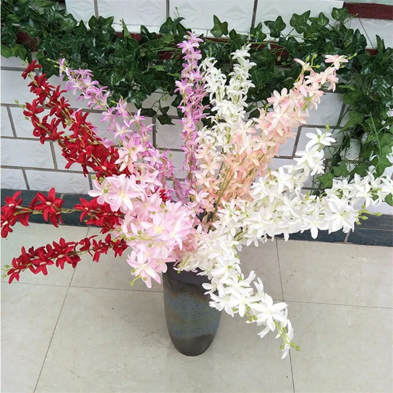 10 шт. поддельные длинные Стволовые Oncidium(5 стеблей/piec) 39,3" Длина искусственная Орхидея для свадьбы дома декоративные искусственные цветы