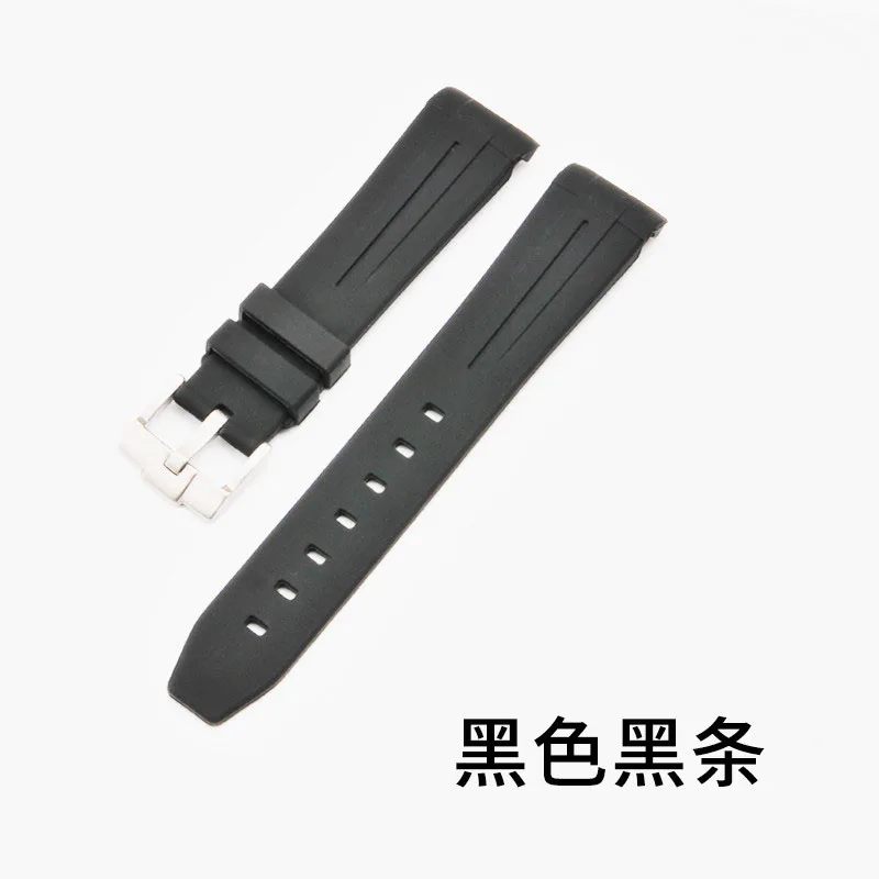 Silicone strap replacement rolex yacht ditona black and green water ghost king explorer GMT strap accessories 20mm - Цвет ремешка: Black black line