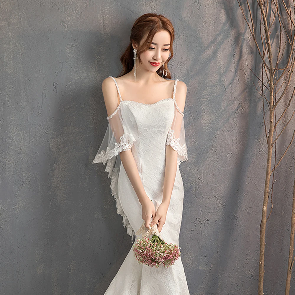 Hochzeitskleid белые кружева русалка свадебное платье Vestido de Noiva Sereia без спинки принцесса халат de Mariage свадебное платье