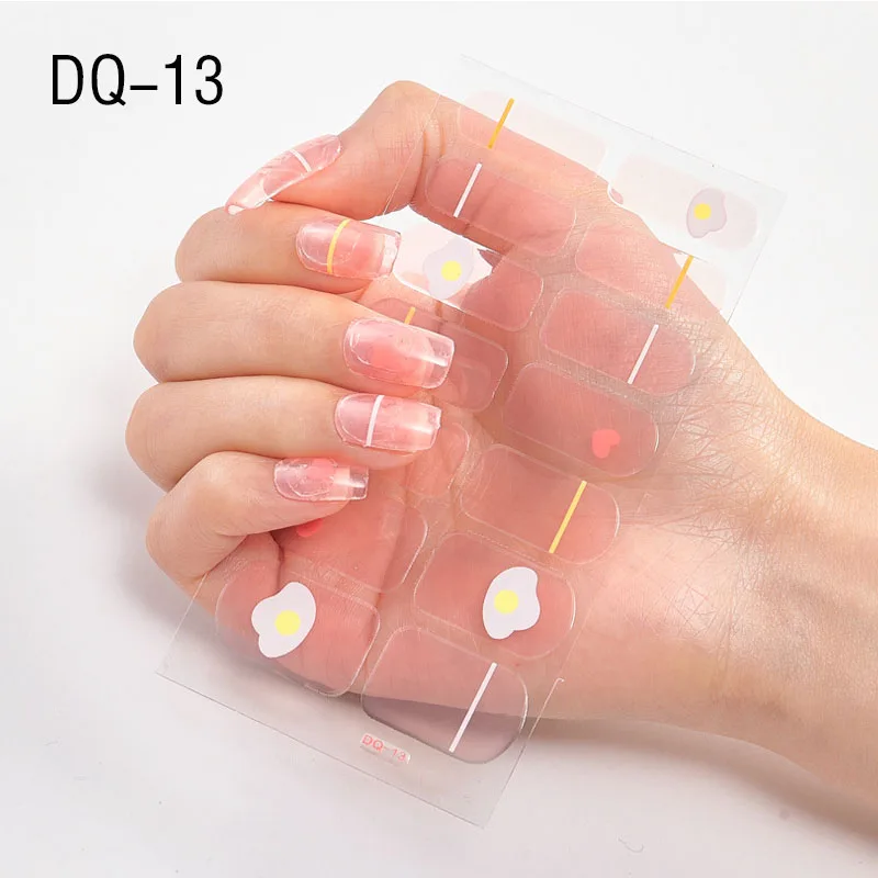 Korean Fashion Colorful 3D Glitter Sequins Nail Art Stickers Manicure DIY Nail Strips Wraps Solid Color