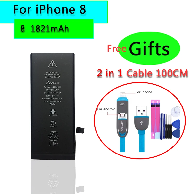 Телефон Батарея для iphone 8, 8 Plus 5 5S Замена мА/ч. аккумулятор 0 цикла Батарея для iphone 8, 8 Plus 5 5S батареи - Цвет: For iPhone 8