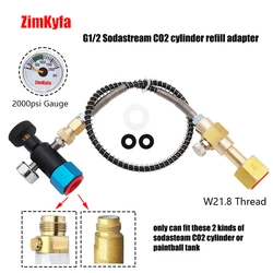 G1/2 Sodastream Soda Club CO2 Cylinder Refill Adapter Charging Adaptor to W21.8 Large Carbon Dioxide Tank