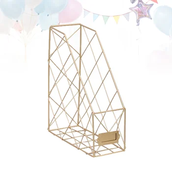 

Rack Golden Hollowed Out Creative Nordic Desktop Metal Magazine Organizer Document Rack File Holder