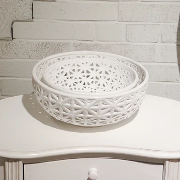 

Nordic Art Ceramic Hollow Bowl Crafts Decoration Living Room Fruit Plate Item Storage Basket Modern Home Decoration Accessories