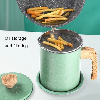 

Oil Strainer Pot Grease Can Stainless Steel Oil Storage Can Container with Fine Mesh Strainer Dust-proof lid Non-slip