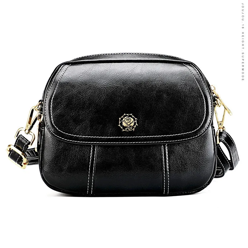 

Hot Fashion Crossbody Bags For Women High Capacity Shoulder Bag Handbag Oil Wax Cow Leather Women Messenger Bags Lady Phone Bag