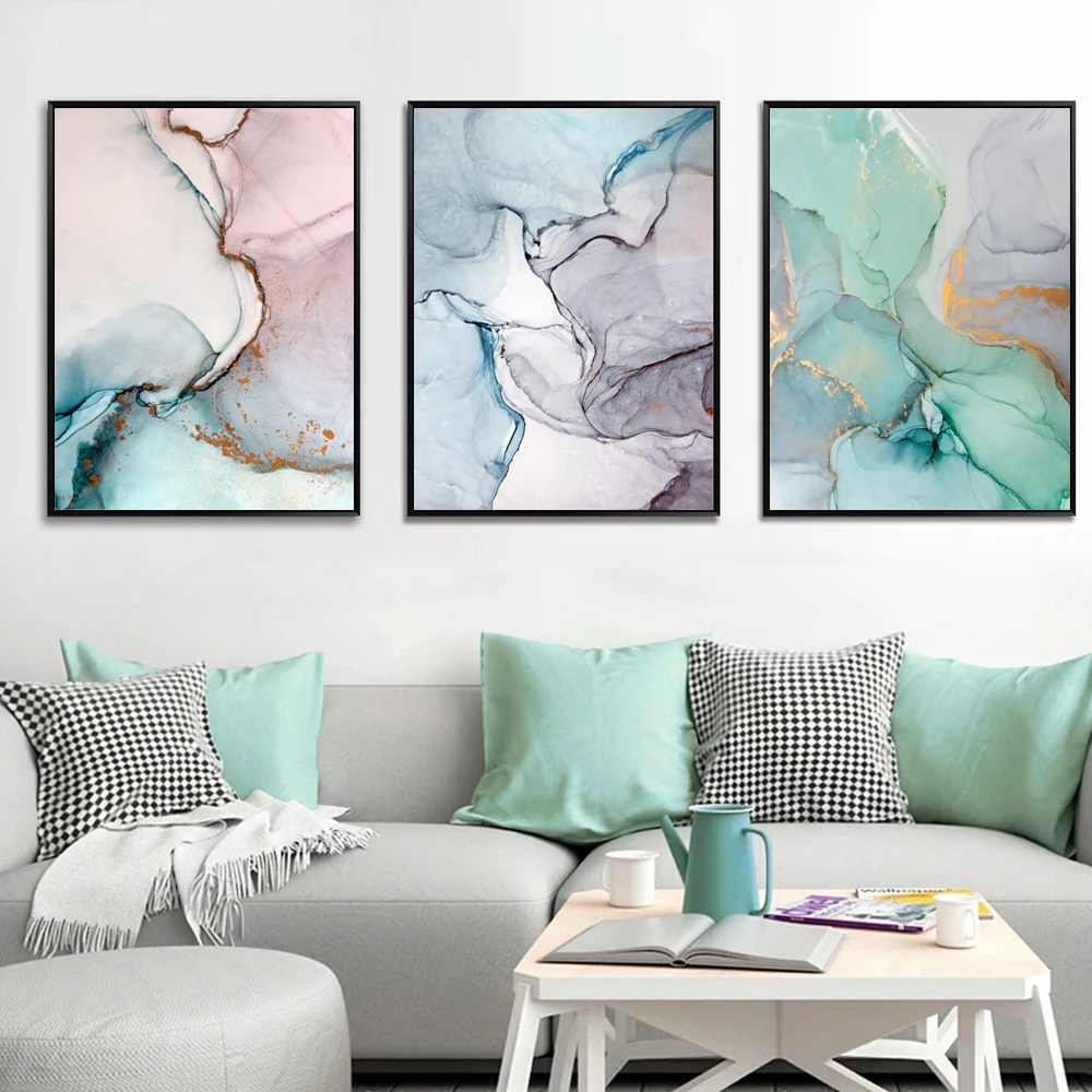 Abstract Green Stone Pattern Nordic Poster Canvas Painting Quadro Wall Pictures