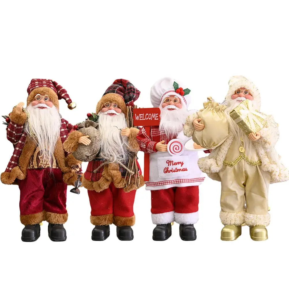 

Christmas Decoration Santa Claus Doll Desktop Ornament Standing Santa Claus Figurine Children Toys for 2021 New Year Home Decor