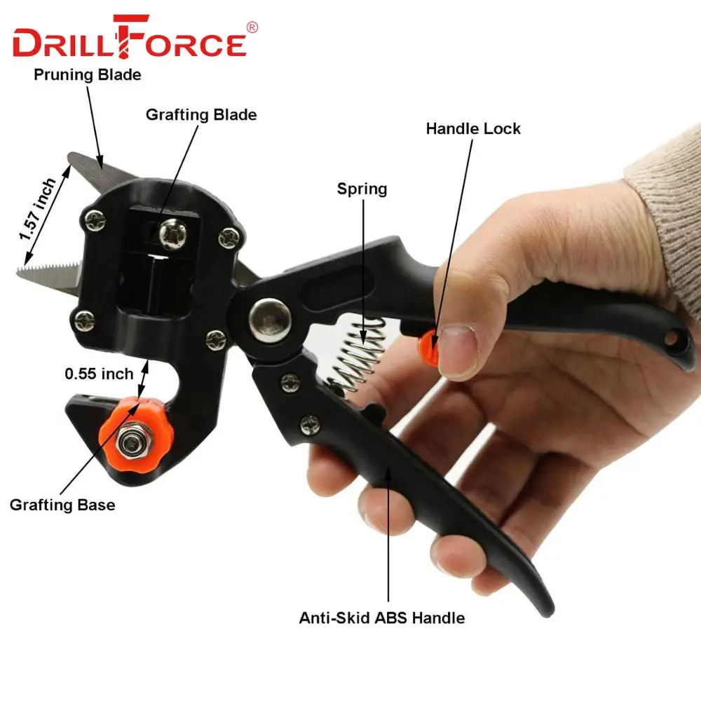 Садовые ножницы Drillforce сельскохозяйственные для прививки фруктов и деревьев