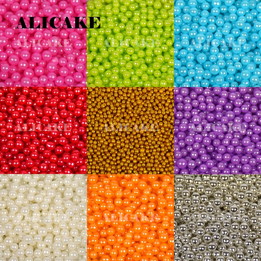 

100g/Packs Edible Sugar Sprinkles Gold Silver Pearl Beads Candy Ball For Wedding Party Cake Decoration Baking Bakery Tools