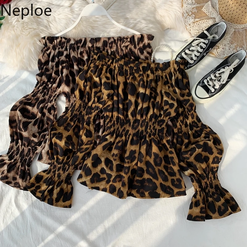 Neploe/Модная пикантная шифоновая рубашка с вырезом лодочкой без бретелек длинными