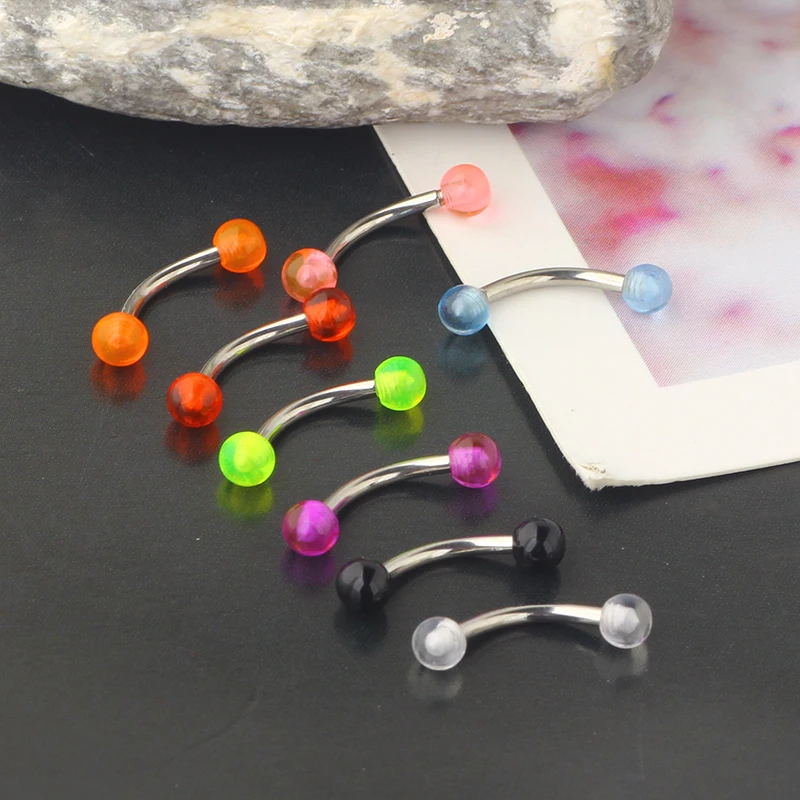 Eyebrow Rings 16g Curved Barbell Eyebrow Piercing Acrylic Stainless Steel Daith Rook Earring Piercing Body Jewlery 8mm Wholesale