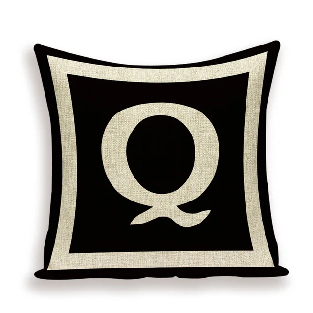 Alphabet Black Retro Linen Cushion Cover Home Bedroom Hotel Car Safety Decoration Cushion Cover Wedding Personality Gift 45x45cm
