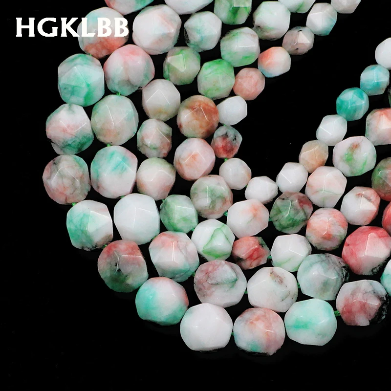 HGKLBB Natural Stone Big Faceted Flower Korea Jadee Spacers charm Loose beads for Jewelry making DIY bracelets Findings 6/8/10MM | Украшения