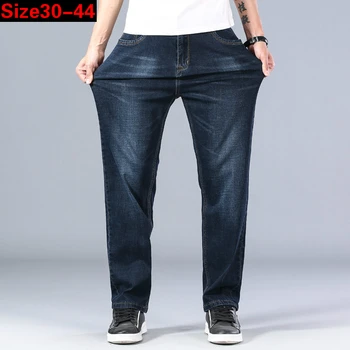 

Plus Size 42 44 Men's Thin Jeans Advanced Stretch Denim Straight Trousers Male Brand Large Pants Denim Jeans for Man Big Size