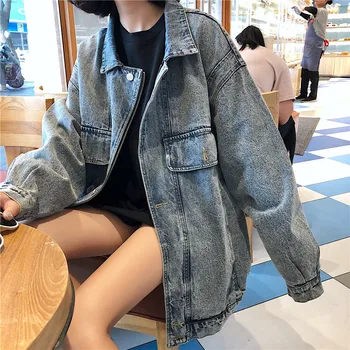 

#3053 Long Sleeve Denim Jacket Women Plus Size Casual Loose Jackets Coats Ladies Vintage Autumn Tops Female Streetwear Korean