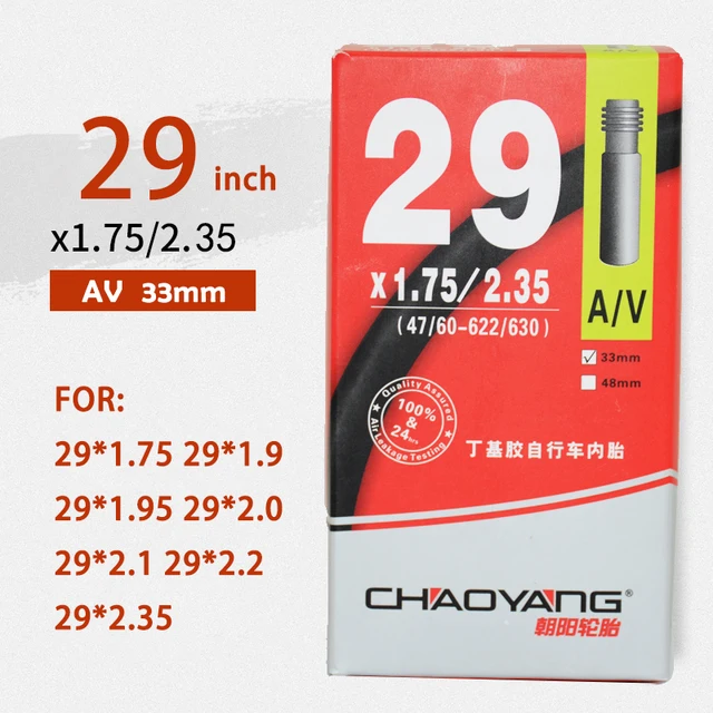 CHAOYANG MTB Bicycle Tube ROAD 26 27.5 29 inch 1.75-2.1/2.35 FV 33mm 48mm Mountain Bike ROAD Inner Tire 29x1.75-2.35-AV33mm