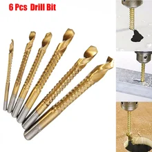 

6pcs New 3-8mm Titanium Coated HSS Drill Bit Electric Drill Plastic Wood Hole Grooving Drill Saw Carpenter Woodworking Tools