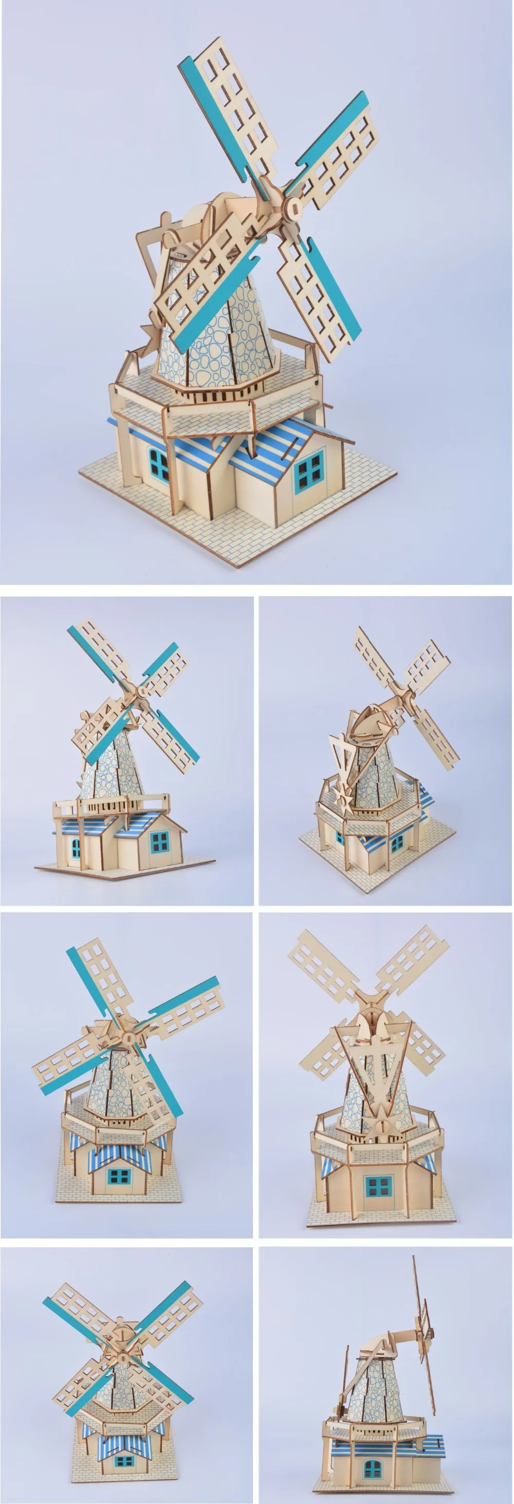 Ветряная мельница DIY 3D деревянная головоломка по дереву сборочный набор резка деревянные игрушки для Рождественский подарок 3082