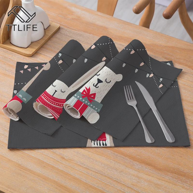 TTLIFE серый Рождественский Декор настольные подушечки прочные столовые приборы