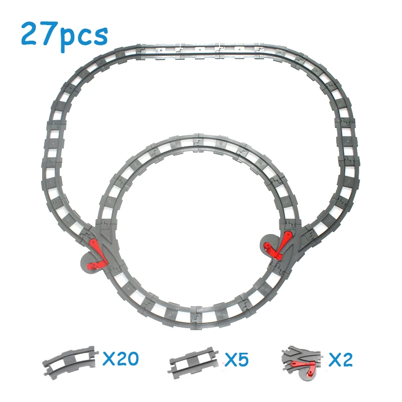 27 PCS Railroad Train Tracks Building Block Toys Set 