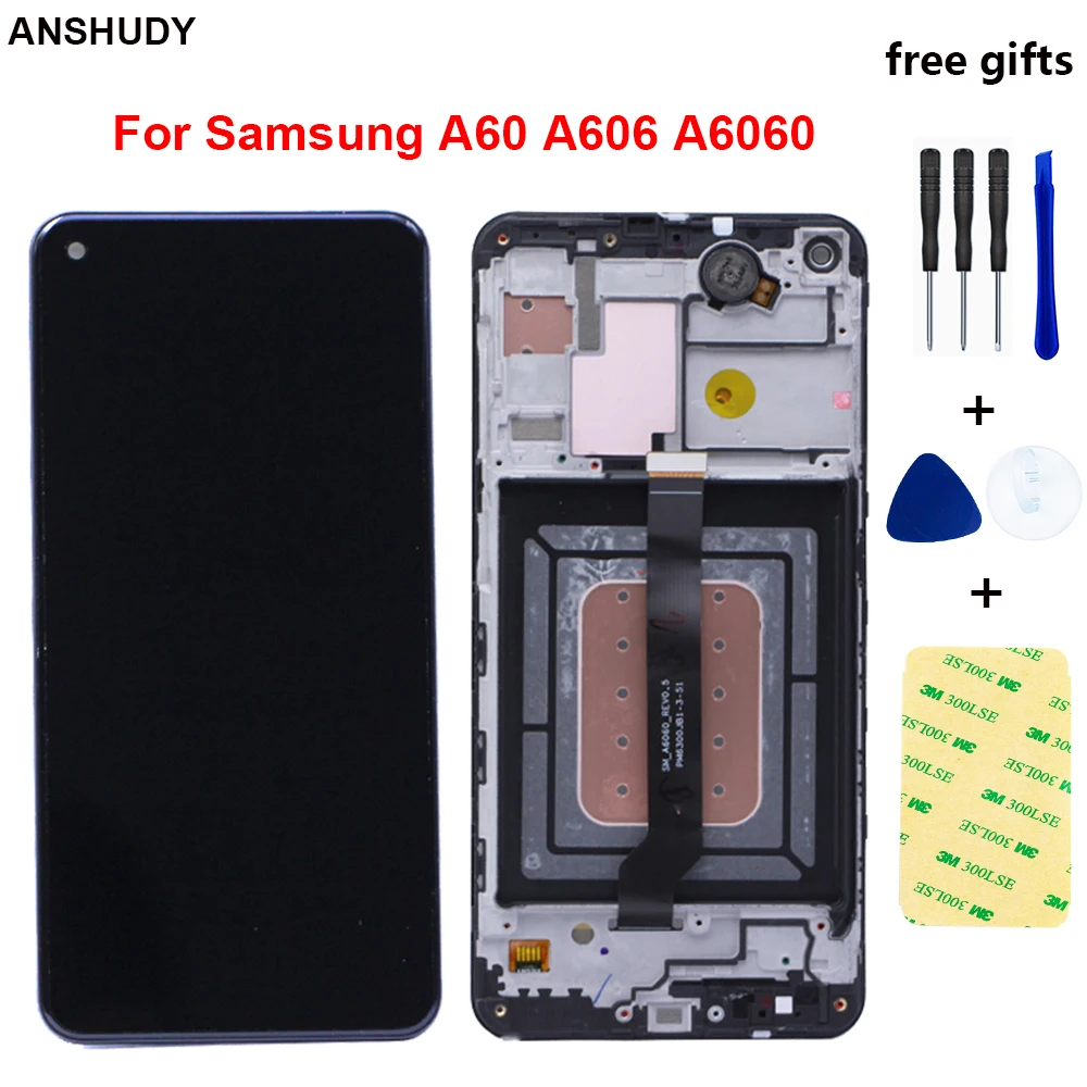 

6.3" For Samsung Galaxy A60 A606F/DS A6060 LCD Touch Screen Digitizer Assembly Replace For M40 LCD Display With Frame + Tolls