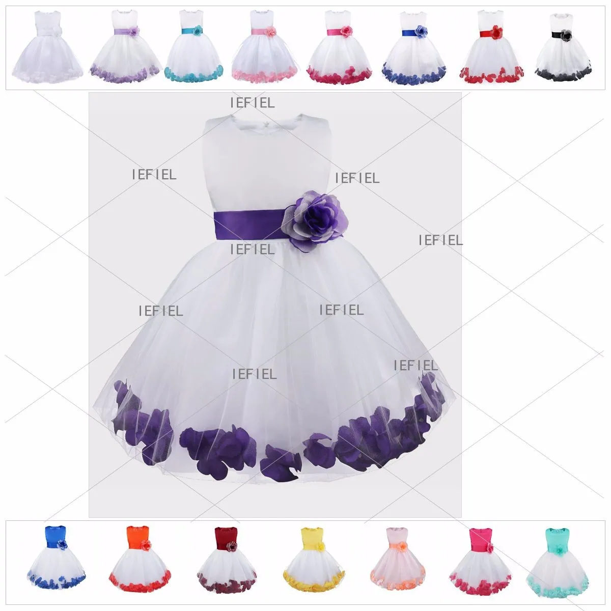 Princess Tulle Flower Girl Dress Bows Sashes Children First Communion Dress Ball Gown Wedding Party Dress Runway Show Pageant