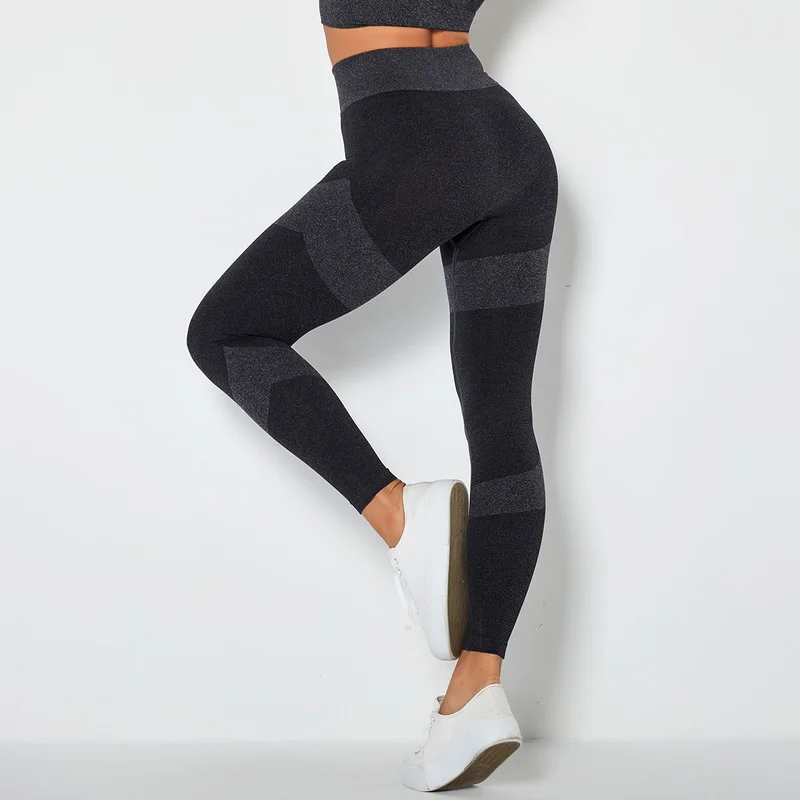 Mallas Push Up sin costuras para mujer, Leggings deportivos estampados, de cintura alta, simples, ajustados, color negro, para gimnasio