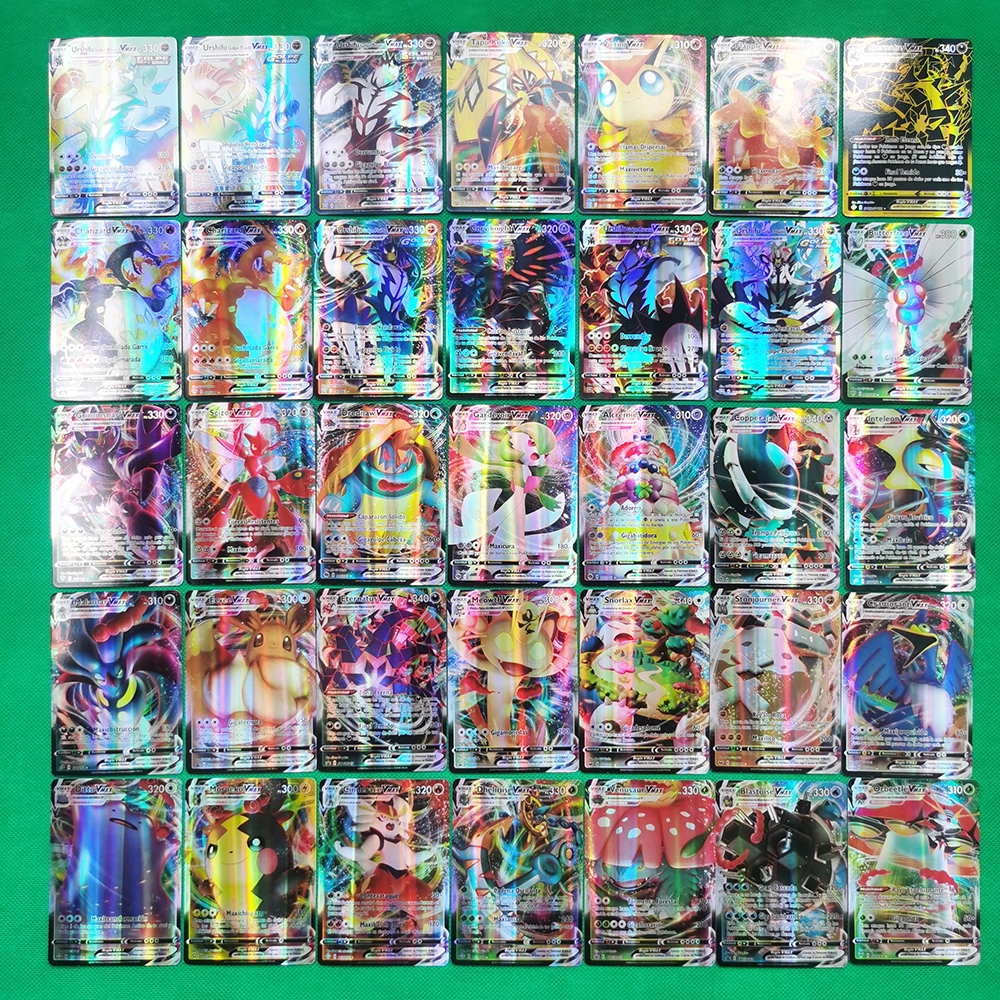 2021 New Pokemon Cards in Spanish TAG TEAM GX VMAX Trainer Energy  Holographic Playing Cards Game Castellano Español Children Toy Color:  ES200V VMAX HOT